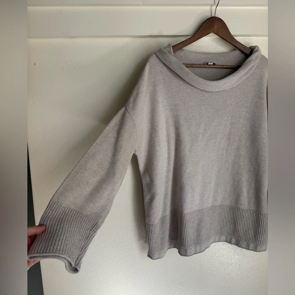 Pure Jill XL Gray Cowl Neck Sweater Soft Knit Relaxed Fit Casual Minimalist Top